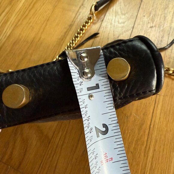 Rebecca Minkoff Mini MAC Purse Black Pebbled Leather Tassel Stud and Chain - Picture 11 of 16